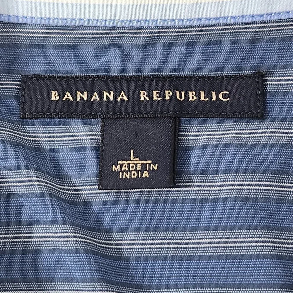 2/$20 Banana Republic Long Sleeve Striped Shirt in Blue - Size L
